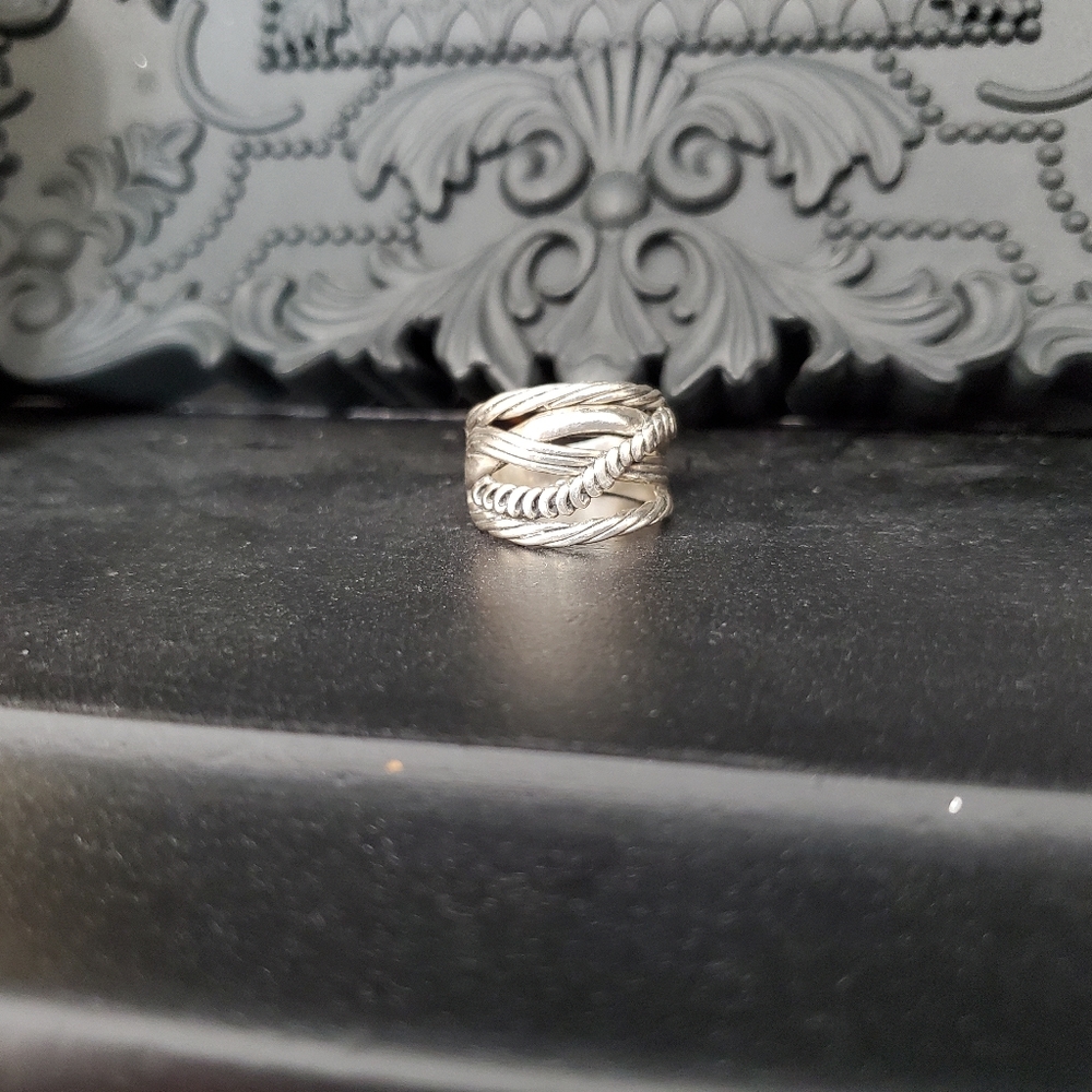 PZ 925 Sterling Texturized Rope Weave Band Ring 6.75 - Picture 10 of 16